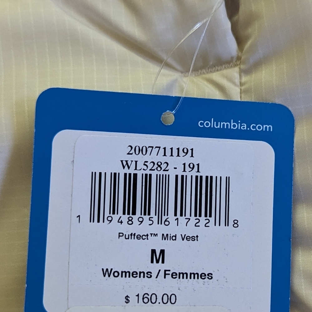 NWT Columbia Puffect Mid Vest Long Length Cream Puffer Vest Size Medium - Picture 3 of 5